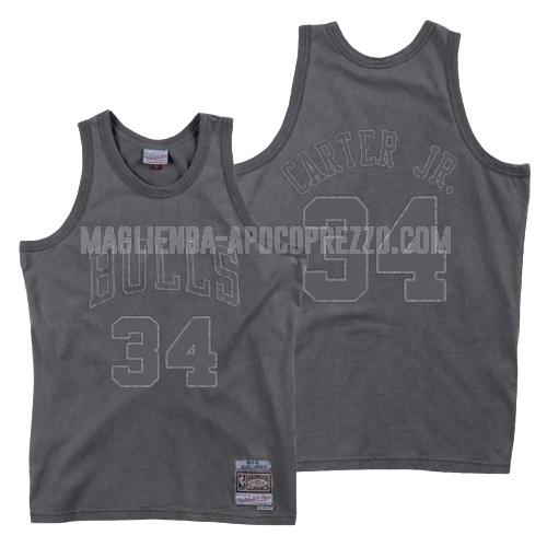 uomo maglia chicago bulls di wendell carter jr 34 grigio lavato