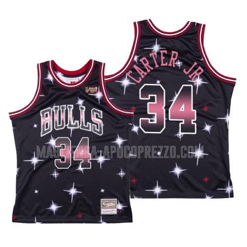 uomo maglia chicago bulls di wendell carter jr 34 nero aerografo knit