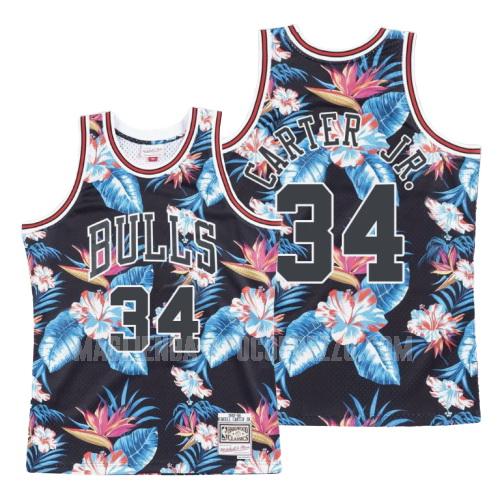 uomo maglia chicago bulls di wendell carter jr 34 nero moda floreale