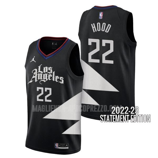 uomo maglia los angeles clippers di rodney hood 22 nero statement edition 2022-23