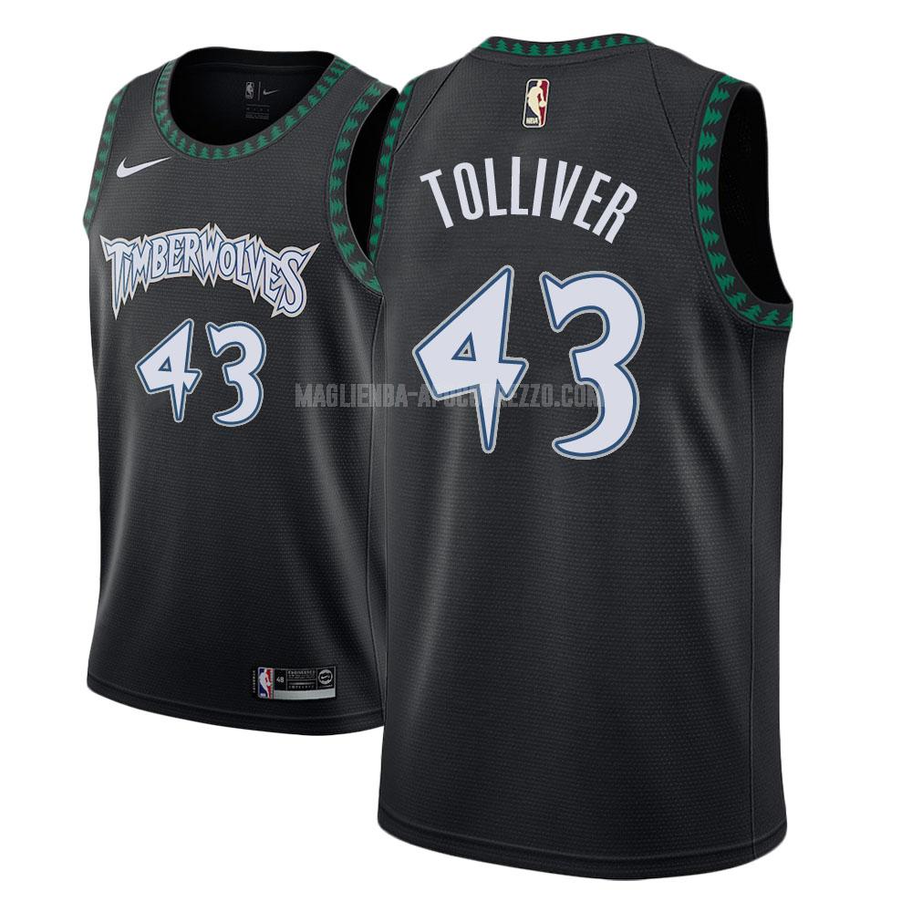 uomo maglia minnesota timberwolves di anthony tolliver 43 nero classico edition