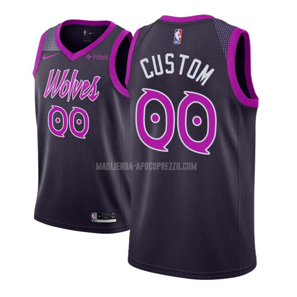 uomo maglia minnesota timberwolves di custom viola city edition