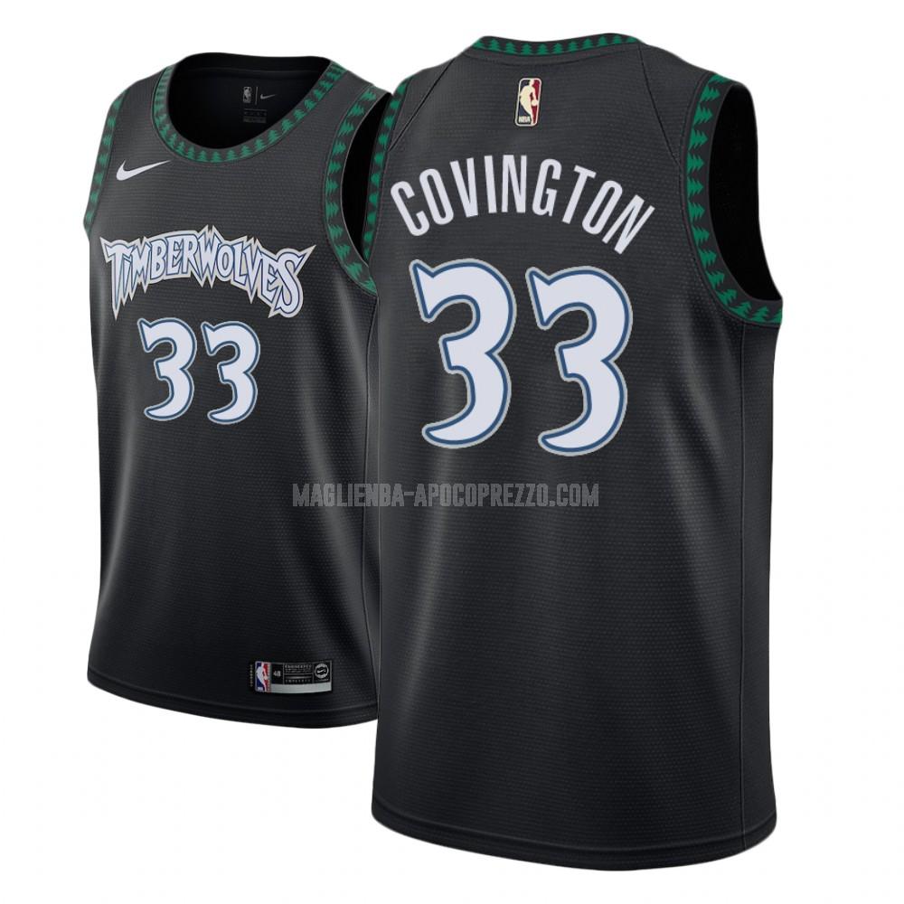 uomo maglia minnesota timberwolves di robert covington 33 nero hardwood classic