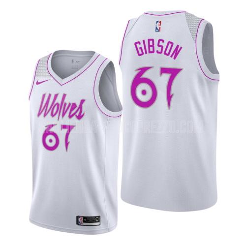 uomo maglia minnesota timberwolves di taj gibson 67 bianco earned edition