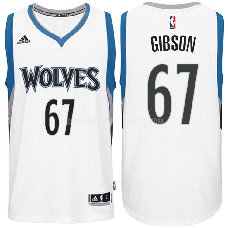 uomo maglia minnesota timberwolves di taj gibson 67 bianco home