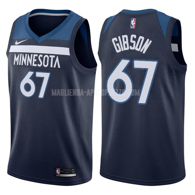 uomo maglia minnesota timberwolves di taj gibson 67 blu navy icon 2017-18