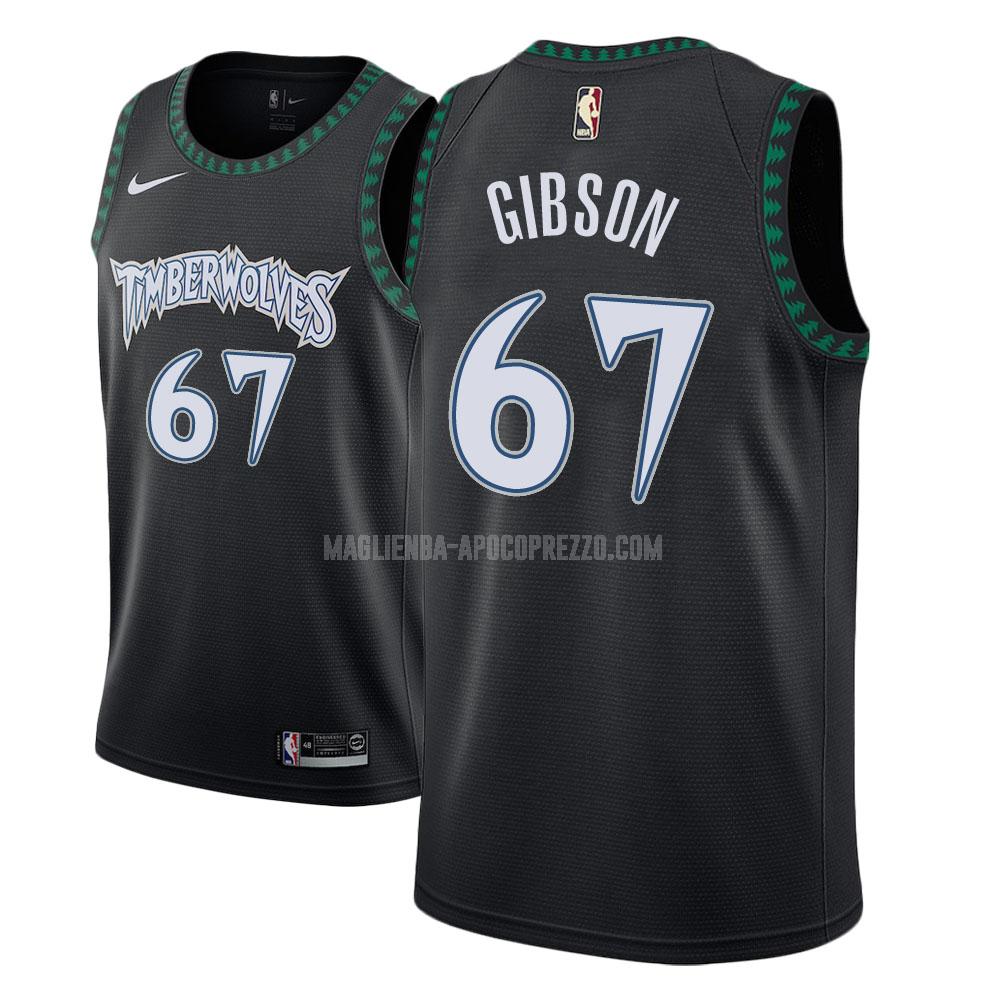 uomo maglia minnesota timberwolves di taj gibson 67 nero classico edition