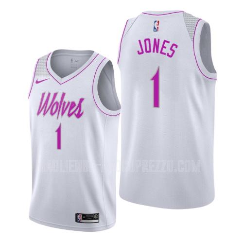 uomo maglia minnesota timberwolves di tyus jones 1 bianco earned edition