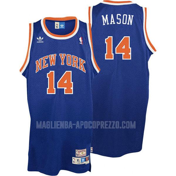 uomo maglia new york knicks di anthony mason 14 blu classico