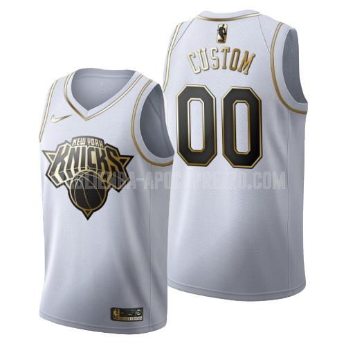 uomo maglia new york knicks di custom bianco edizione d'oro