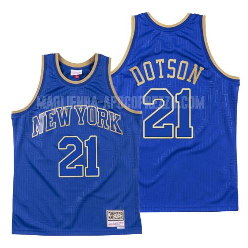 uomo maglia new york knicks di damyean dotson 21 blu throwback 2020