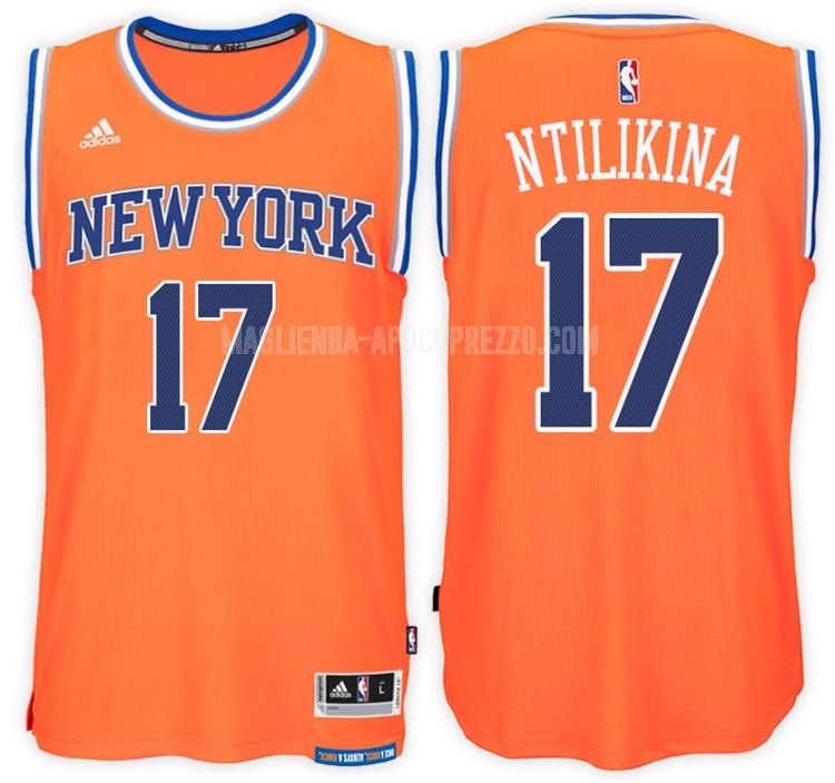 uomo maglia new york knicks di frank ntilikina 17 arancia alternato