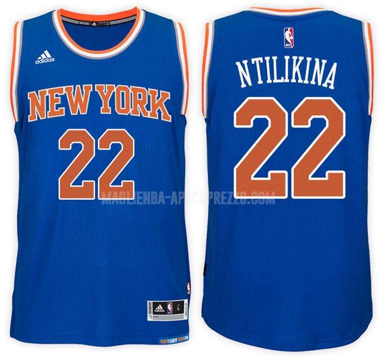 uomo maglia new york knicks di frank ntilikina 22 blu road