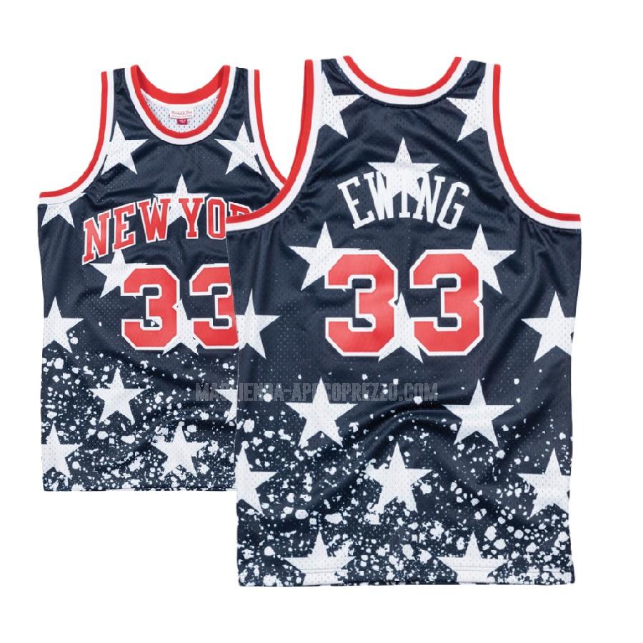 uomo maglia new york knicks di patrick ewing 33 blu navy throwback