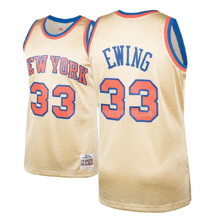 uomo maglia new york knicks di patrick ewing 33 giallo hardwood classics