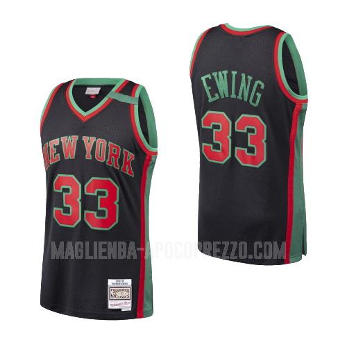 uomo maglia new york knicks di patrick ewing 33 nero hardwood classics