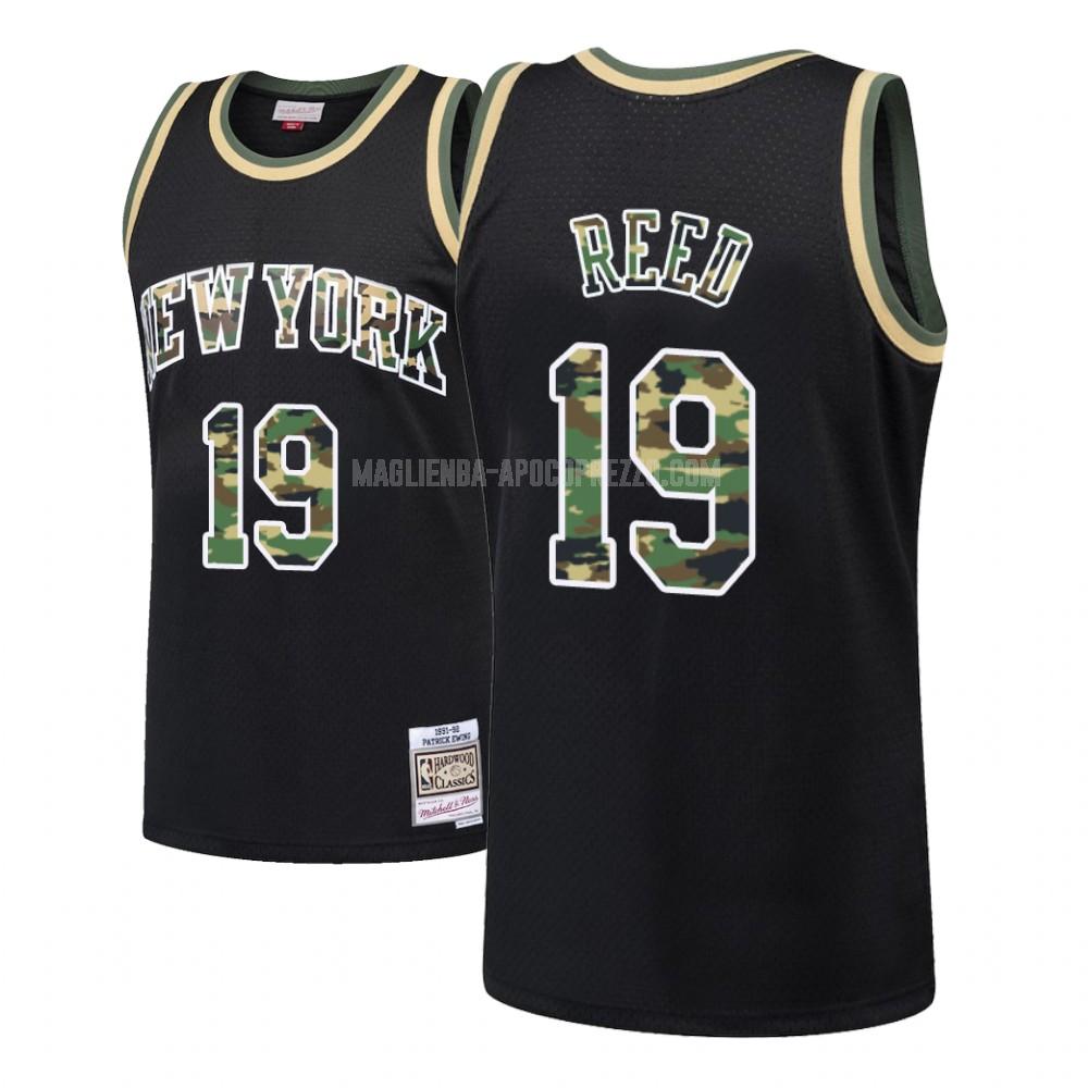 uomo maglia new york knicks di willis reed 19 nero fuoco diretto