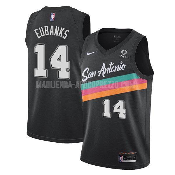 uomo maglia san antonio spurs di drew eubanks 14 nero city edition 2020-21