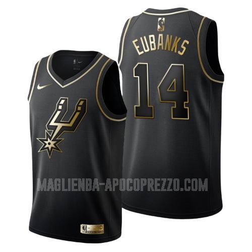 uomo maglia san antonio spurs di drew eubanks 14 nero edizione d'oro