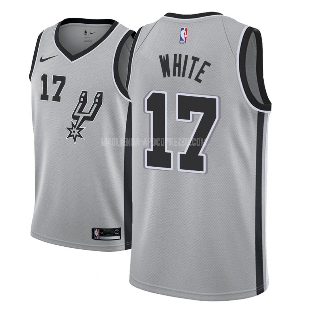 uomo maglia san antonio spurs di okaro white 17 grigio statement