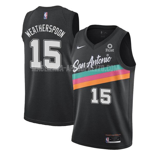 uomo maglia san antonio spurs di quinndary weatherspoon 15 nero city edition 2020-21